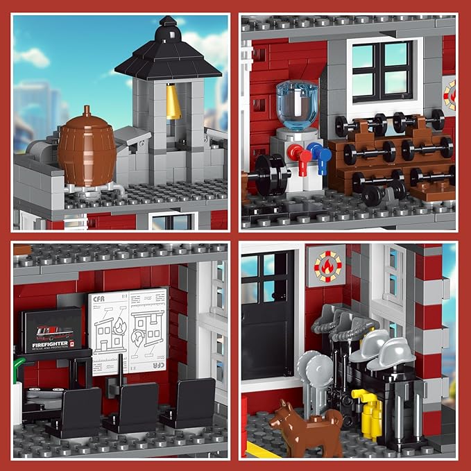 City Fire Rescue Building Set,Compatible with Lego Fire Truck Building Blocks,Birthday Gifts for Children and Adult (1823 PCS)