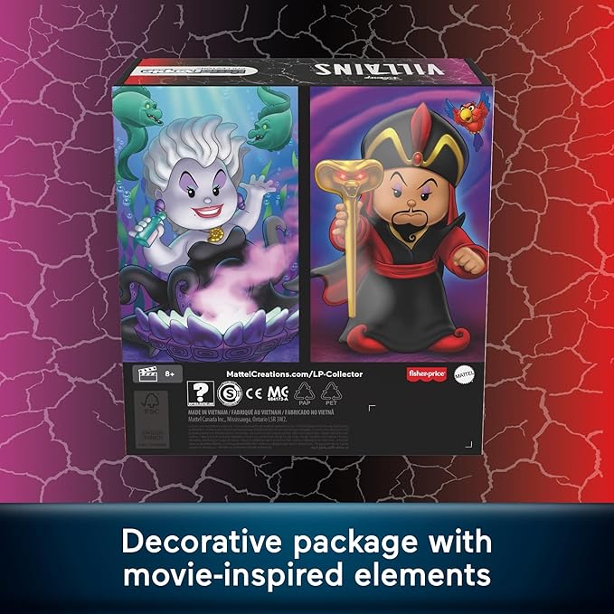 Little People Collector Disney Villains Jafar & Ursula Special Edition Set for Fans, 2 Character Figures in a Display Package