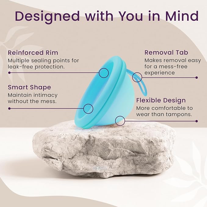 Ecoblossom Reusable Menstrual Disc - Menstrual Cup - Soft Period Disc for Women Designed with Flexible, Medical-Grade Silicone Period Cup (Regular, Rose & Teal)