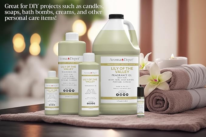 Aroma Depot 4 oz / 4 Ounce Lily of the Valley Perfume/Body Oil Our Interpretation, Premium Quality Uncut Fragrance Oil Soap, Candle Making & Incense