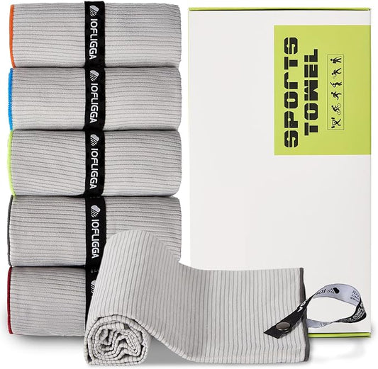 5 Pack Microfiber Gym Towels – Quick Dry, Super Absorbent, Lightweight & Compact Sweat and Workout Towels for Travel, Camping, Hot Yoga, Beach, and Sports (12 * 40" (5 Pack))