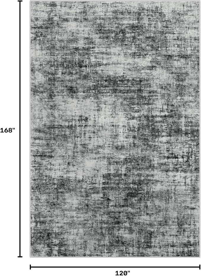 10x14 Area Rugs Washable Rug: Modern Abstract Living Room Rug Soft Anti-Skid Thin Carpet Indoor Floor Non-Shedding Carpets for Bedroom Dining Room Farmhouse Nursery Home Office Black