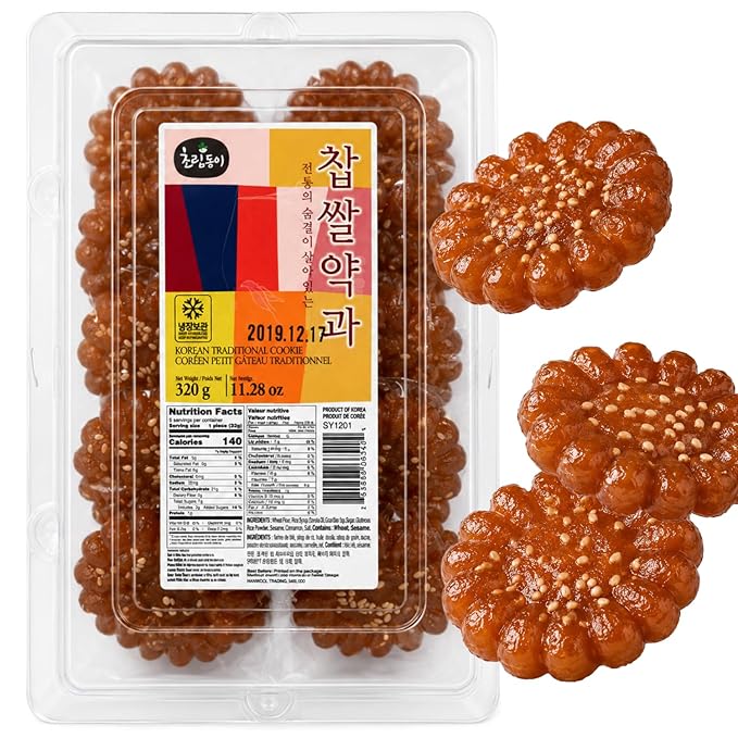Korean Food Traditional Yakgwa Honey Rice Cookies, Sweet Pastry, 320g Wrap | Authentic yakgwa honey pastry made with traditional recipe and individually wrapped for convenience