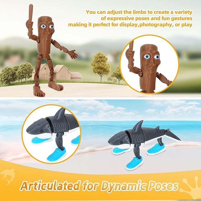 Italian Brainrot Toys,Brainrot Toys,Brainrot Action Figures,Collectible Italian Brainrot Characters,Tralalero Tralala,Tung Tung Tung Sahur,Best Gift for Brainrot Fans & Kids (2Pcs)