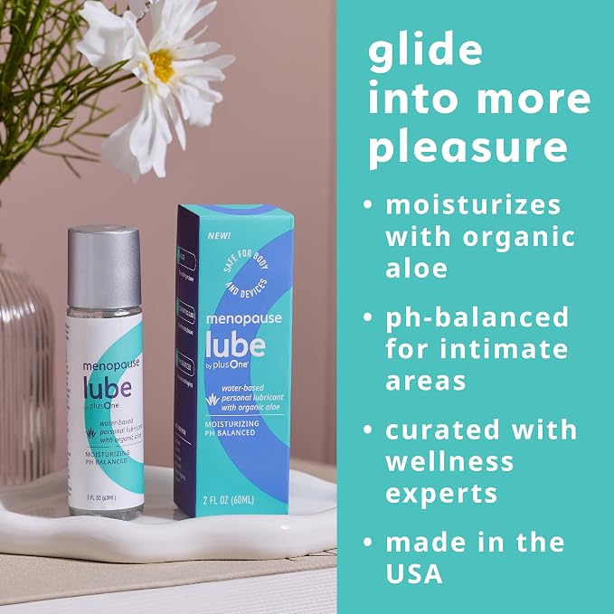 plusOne Menopause Lube – Water-Based Lubricant with Organic Aloe, 2 fl oz | Extra-Moisturizing Personal Lubricant, Organic Aloe, pH-Balanced for Menopausal Dryness & Comfort, Glycerin & Paraben Free