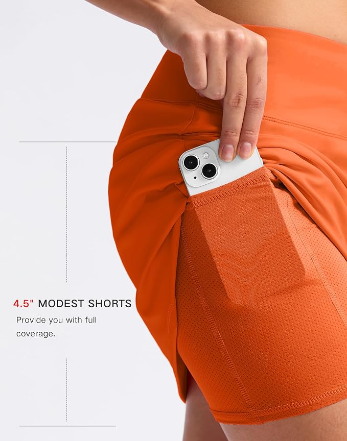 16" Skorts with 2 Pockets | Side Slits, High Waisted, A Line, Casual, Pickleball, Athletic, Golf, Tennis Skirt, for Women