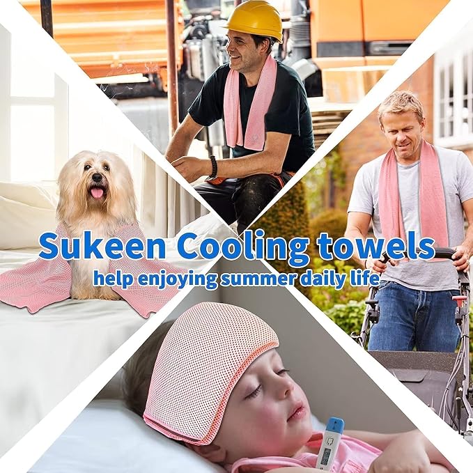 Sukeen 6 Pack Cooling Towels (40"x12") for Neck and Face, Ice Towel for Hot Weather, Soft Breathable Chilly Gym Towels, Cooling Towel for Work Out, Yoga, Running, Camping & More Activities