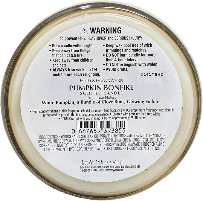 Bath & Body Works Pumpkin Bonfire 2 Piece 3-Wick Scented Candle Set with a Cherry On Top Bar Soap