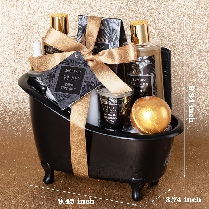 Gift for Dad Spa Gifts for Men Bath & Body Kit Spa Gift Set, Man Spa Basket | Man Spa Basket Set for Dad, Mens Perfume Bath & Body Gift Set, Ideal Christmas Birthday Self Skin Care for Man Leather Wallet