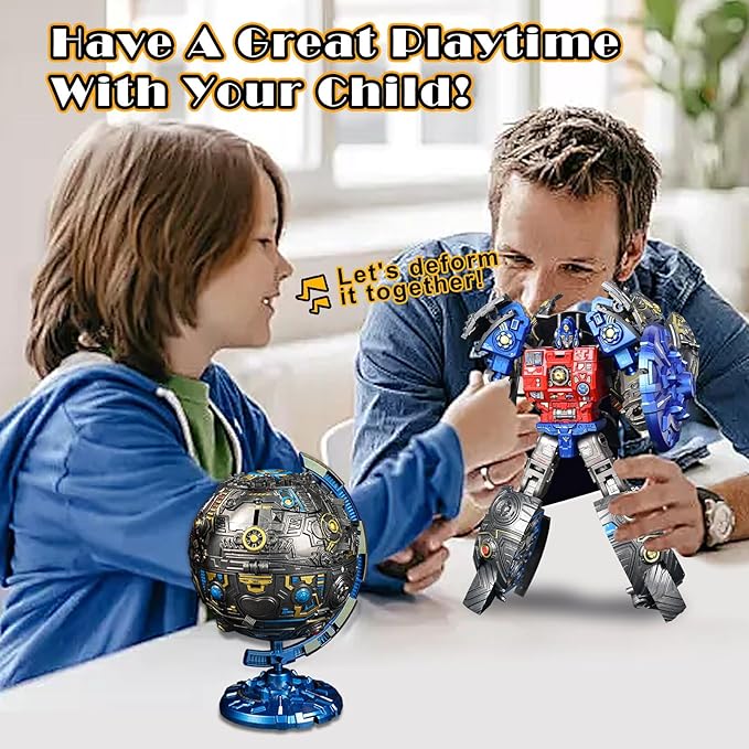 2 in 1 Transforming Toy, New Globe Transform into Robot Toys for Kids Toddler Fun Deformation Robot Action Figure Christmas Birthday Gift Toys for Boys Girls 3-8