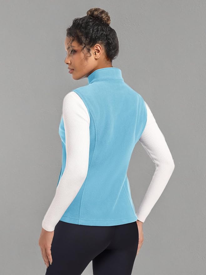 MAGCOMSEN Women's Fleece Vest Outerwear Sleeveless Lightweight Zip Jackets Warm Soft Vests with Zipper Pockets
