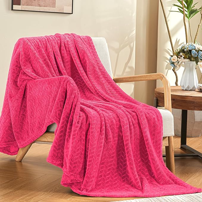 inhand Hot Pink Fleece Throw Blanket for Women, Super Soft Cozy Blankets for Mom, All Season Lightweight Fuzzy Blanket for Couch Sofa Chair, 50×60 Inches