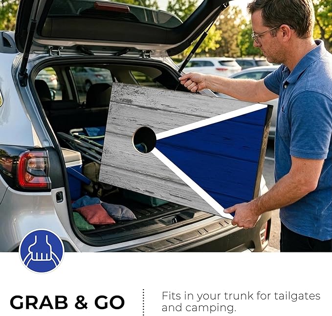 Portable Cornhole Board Set - Premium MDF Wood Corn Hole Game with 8 Regulation Bean Bags, for Backyard, Camping, and Outdoor Tailgating - Choose 3x2' Tailgate or 4x2' Regulation Size