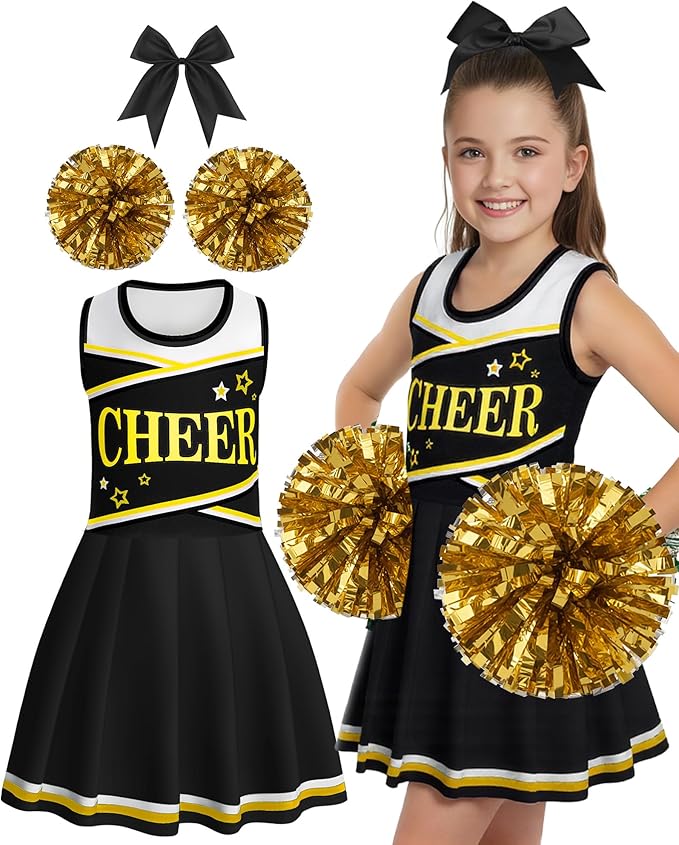 JenPen Cheerleader Costume Set Cheerleading Outfit Cheer Uniform Dress Cosplay for Halloween Party Gifts 3-9 Years