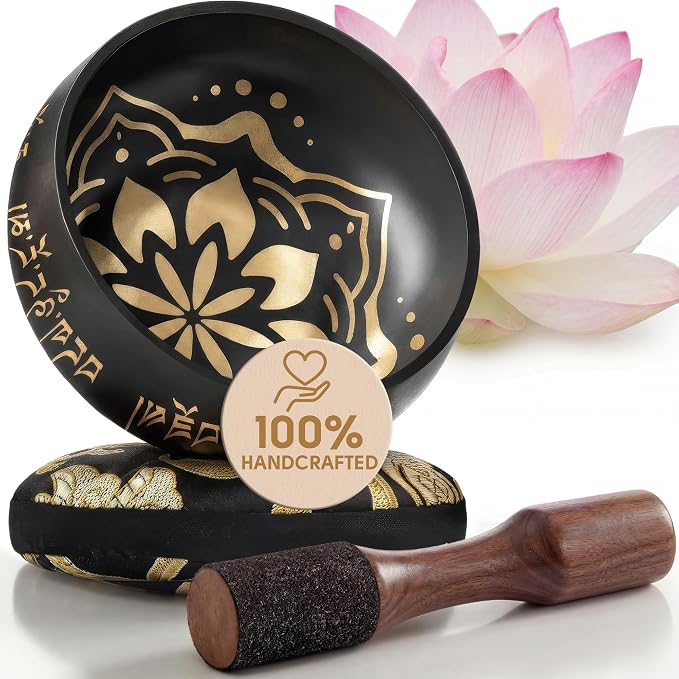 Silent Mind Tibetan Singing Bowl Set – Easy to Play & Beginner Friendly Meditation Bowl with Cushion & Mallet | Stress Relief & Mindfulness | Gift-Ready