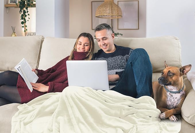 Utopia Bedding Fleece Bed Blanket California King Size Ivory (102x96 Inch) | Microfiber Plush Warm Lightweight Breathable Cozy Blanket Anti-Static, All Season Use, Gift for Women and Men