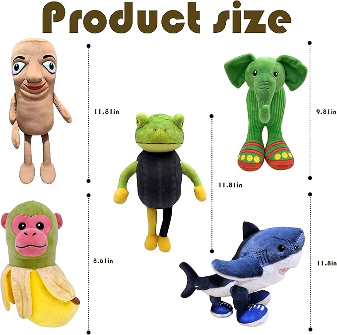 Zenitsu Italian Brainrot Plush Expressive Doll Funny & Unique Gift for Boys and Girls, Creative Home Décor Plush Toy for Christmas, Birthday (5pcs-2)