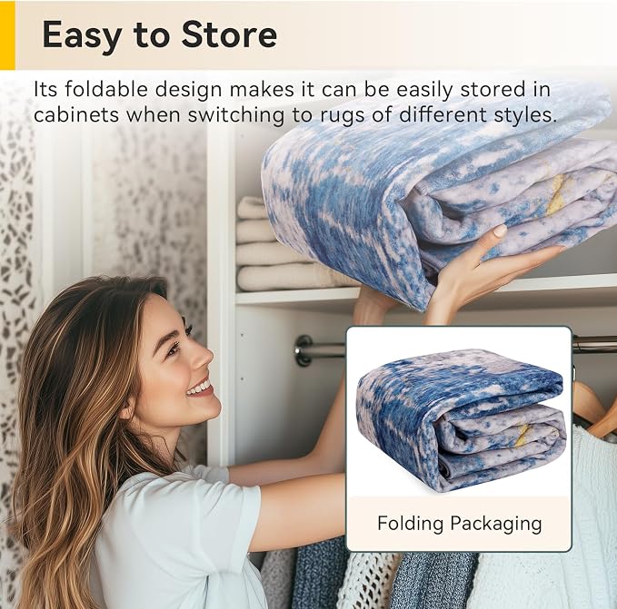 RELEANY Washable Area Rugs 6'x8' Non-Slip Modern Abstract Soft for Living Room Entryway Bedroom Kitchen, Print Pattern, Grey Blue Gold/Golden