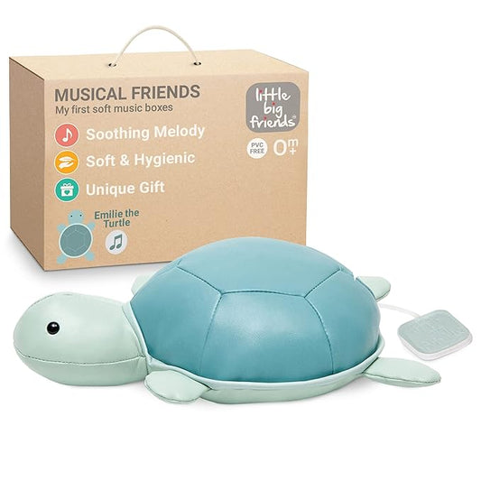 Little Big Friends Musical Baby Toy – Soft Plush Pull-String Cord Classical Toy for Baby & Toddlers | Soothing Stuffed Cuddly Animal Gift | Emilie The Turtle