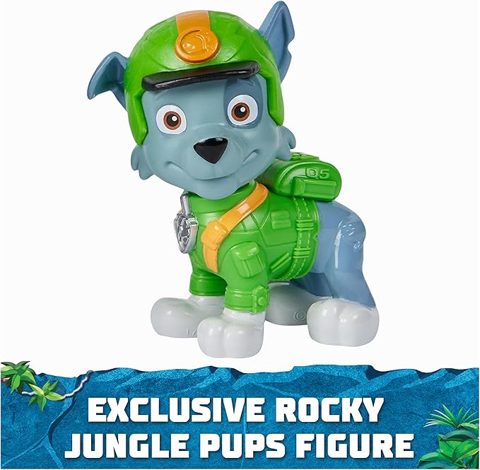 Paw Patrol Jungle Pups, Rocky Snapping Turtle Vehicle, Toy Truck with Collectible Action Figure, Kids Toys for Boys & Girls Ages 3 and Up