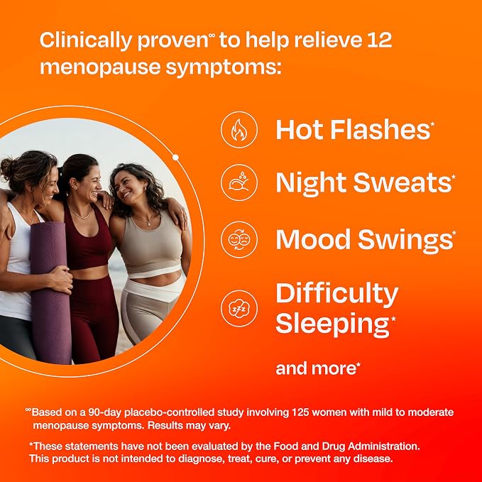 Amberen Menopause Supplement for Women, Clinically Proven, Helps Support Hormone Balance, Helps Relieve 12 Menopause Symptoms: Hot Flashes, Night Sweats, Mood Swings and More, 90 Days Supply