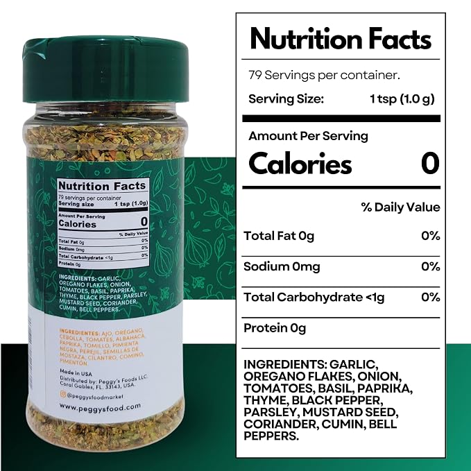 My Secrets Peggy's Food Perfect Seasoning Mix - 100% No Sodium Spice Blend - Salt Free All-Purpose Herb & Vegetable Seasoning for Eggs, Poultry, and Veggies - Gourmet Salt Substitute - 4.2 oz