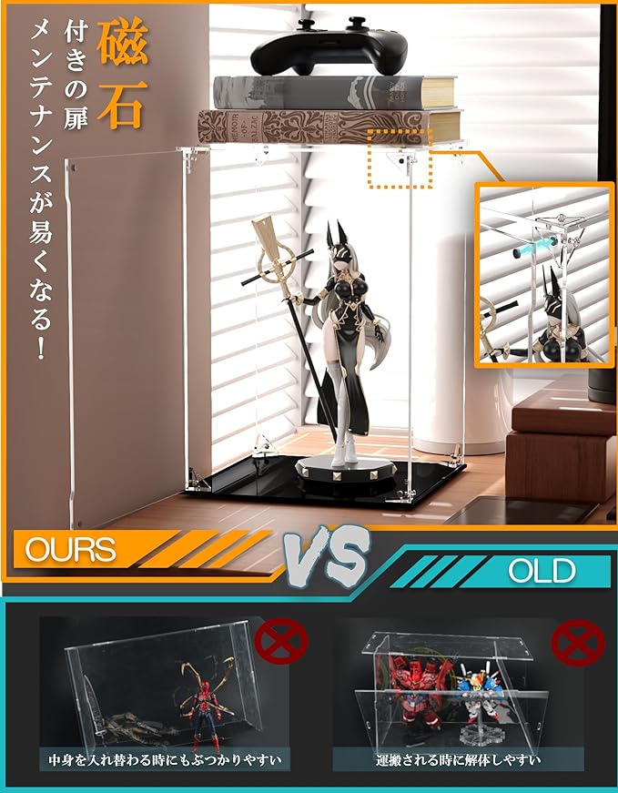 Clear Acrylic Display Case, Front-Open Door with Magnetic Buckle, Assemble Display Box, Dustproof Protection Showcase for Figures, Collections, Models, Toys (8x8x12 inch, 20x20x30 cm)