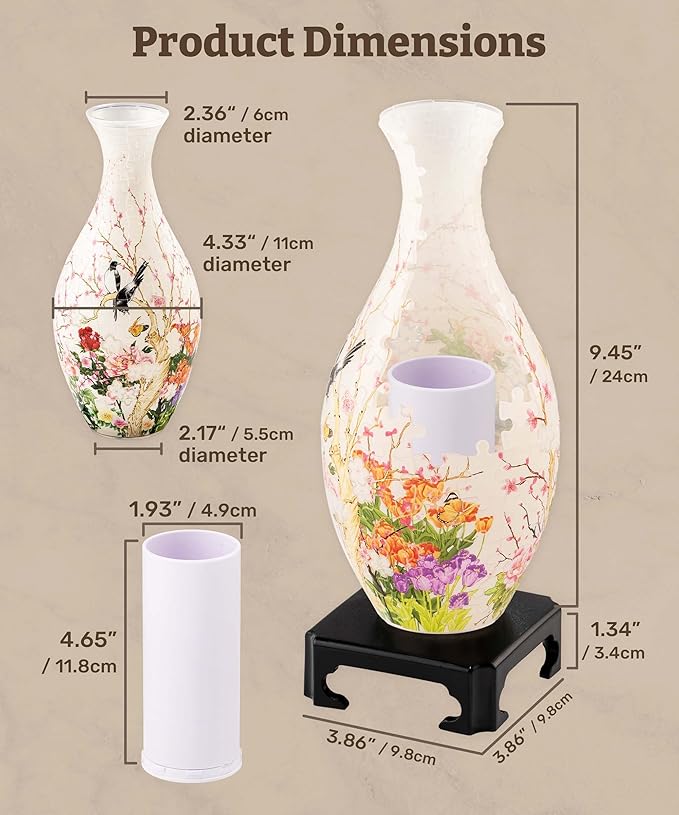 Pintoo 3D Puzzle Vase Unique Flower Vase Made by 160 Curved Plastic Puzzle Pieces House Warming Gift for Flower Arrangements and Home Decoration - [S1032] (Classic, Indigo Age)