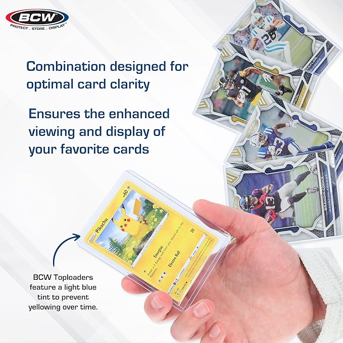 BCW Card Sleeves and Toploaders for Card Combo - 100 Count | Top Loaders and Acid-Free Penny Sleeves | Great for Football, Magic: The Gathering, Pokémon, and Baseball Card Protectors