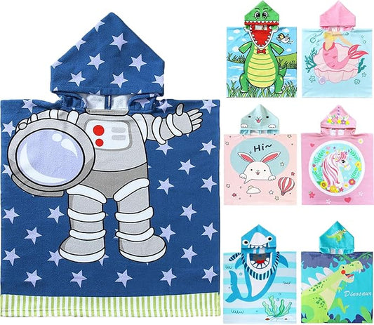 NovForth Kids Beach Towel for Boys Girls, Astronaut Hooded Bath Towel Wrap, Toddler Pool Towel with Hood