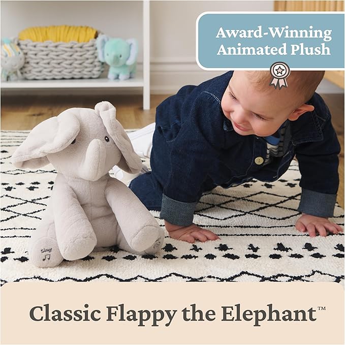 GUND Baby Peek-a-Boo Flappy Elephant Plush, Elephant Stuffed Animal, Baby Toy for Ages 0 and Up, Gray, 7" (Batteries Not Required)