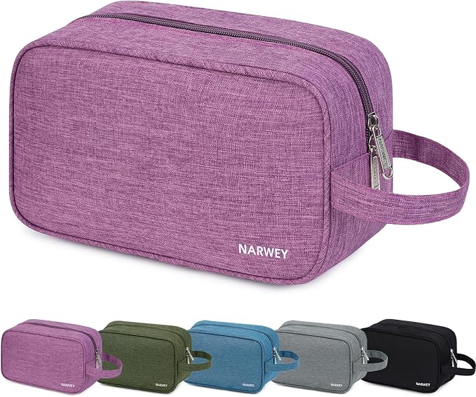 Narwey Travel Toiletry Bag for Women Traveling Dopp Kit Travel Bag for Toiletries Cosmetic Bag Makeup Bag Medicine Bag for Traveling (Dark Purple)