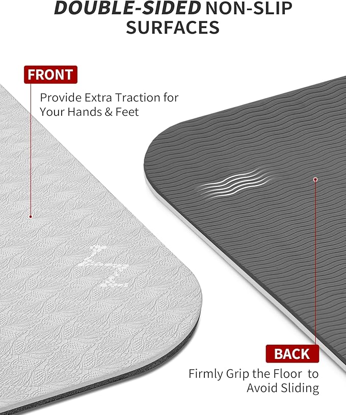 CAMBIVO Yoga Mat 72" x 48" Large Workout Mat for Home Gym Flooring | 6mm-12mm (0.24"-0.48") Extra Thick Exercise Mat for Apartment Fitness | High-Density TPE Cushioning for Joint Protection
