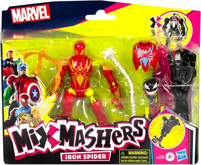 Spider-Man MixMashers Marvel Iron Spider Custom Spider-Man Mix-and-Match Deluxe Action Figure & Accessories, 5-Inch-Scale (12 cm) Super Hero Toys, Ages 4+