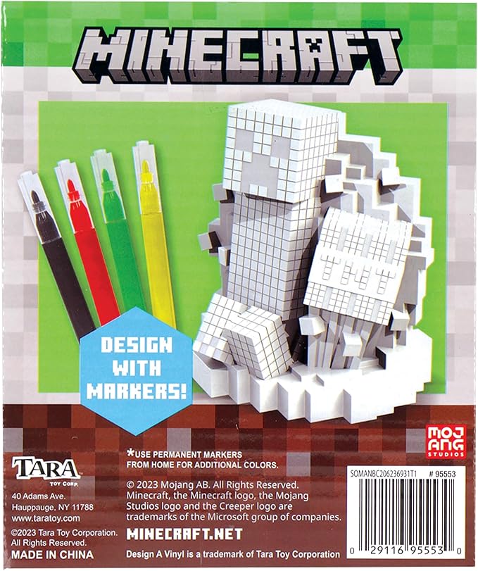 Tara Toys Minecraft Design A Vinyl™ Toy Figure with Washable Markers, 5-Pieces, 3 Years and Up