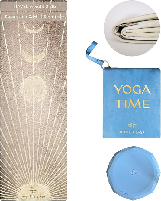 Mantra Yoga Travel PRO 1.5mm with Knee Pad - Foldable Fitness & Exercise Mat with Bag | Lightweight, Compact & Eco-Friendly | Non-Slip & Washable | For All Types of Yoga | 72" L x 24" W | 2.6 lbs