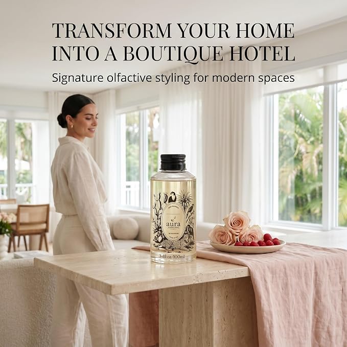 A U R A - Maddalena Fragrance Oil for Waterless Scent Diffuser - Inspired by J. Malone Tudor Rose | 3.4 fl oz / 100 ml Essential Oil Blend for Aromatherapy & Hotel Collection Diffuser