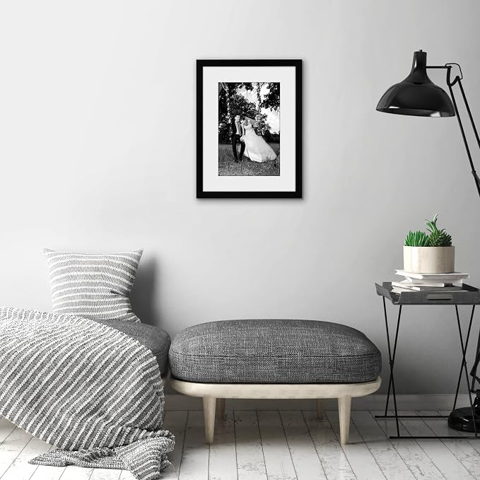 Americanflat 12x16 Picture Frame with Shatter-Resistant Glass - Use as 8x12 Frame with Mat or Display 12x16 Photo Without Mat - Signature Collection - Picture Frames for Wall Display - Black | Shatter-resistant glass, hangs vertical or horizontal, sawt...