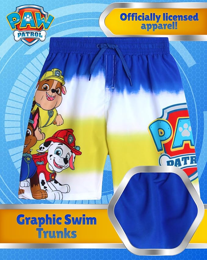 Nickelodeon Boys Swim Trunks - Paw Patrol TMNT Quick Dry Graphic Boys Swim Shorts for Toddler and Little Boy