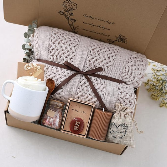 Get Well Soon Gift Baskets for Women - Earth Tone Self Care Package - After Surgery, Sympathy Gifts for Loss of Loved One, Thinking of You/ Mothers Day/ Grief /Bereavement /Miscarriage Gifts for Women
