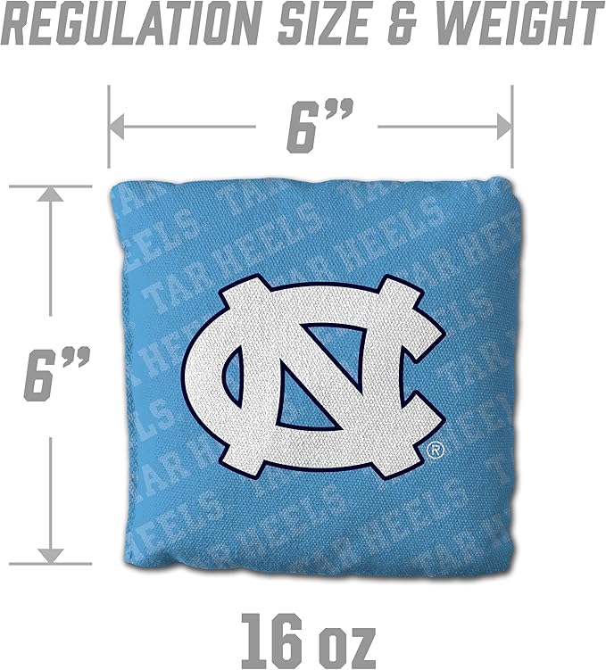 YouTheFan Officially-Licensed NCAA Set of 4 Cornhole Bags - All Weather Regulation 6” x 6” Size - 16oz Weight - Designed in USA