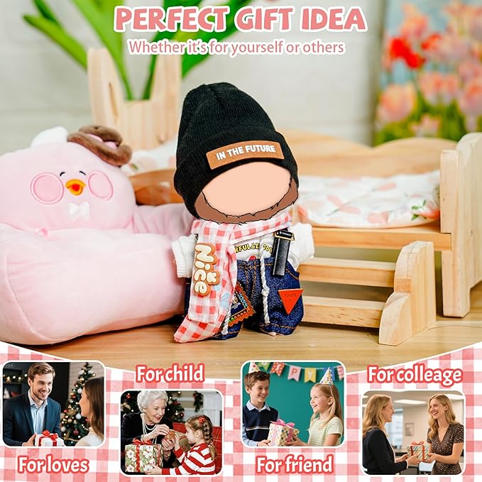 4 Piece 17cm Cool Doll Clothes and Accessories Set Stylish Hat Top Pants Outfit Edgy Doll Fashion Sets