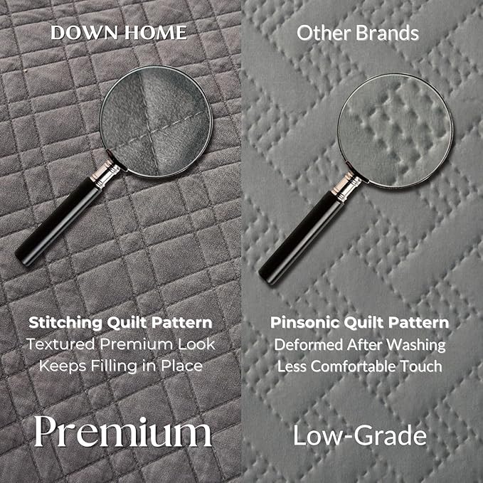 Cali King Quilt Set with Shams Lightweight Quilted Bedspread Coverlet Thin Comforter Bed Cover Vintage Washed Quilted Blanket for All Season, Brushed Microfiber Diamond Stitching, Ash Gray, 111"x92"