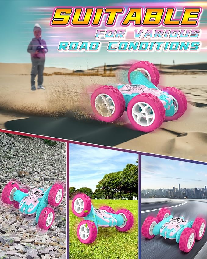 Pink Spider Remote Control Car for Girls, Kids Race RC Cars for Girl, Princess Toys for Age 6 7 8 9 10 Christmas Birthday Gifts