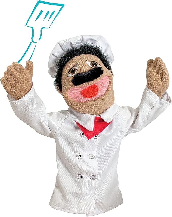 Melissa & Doug Chef Puppet (Al Dente) with Detachable Wooden Rod Pretend Play Chef Puppet Pepe