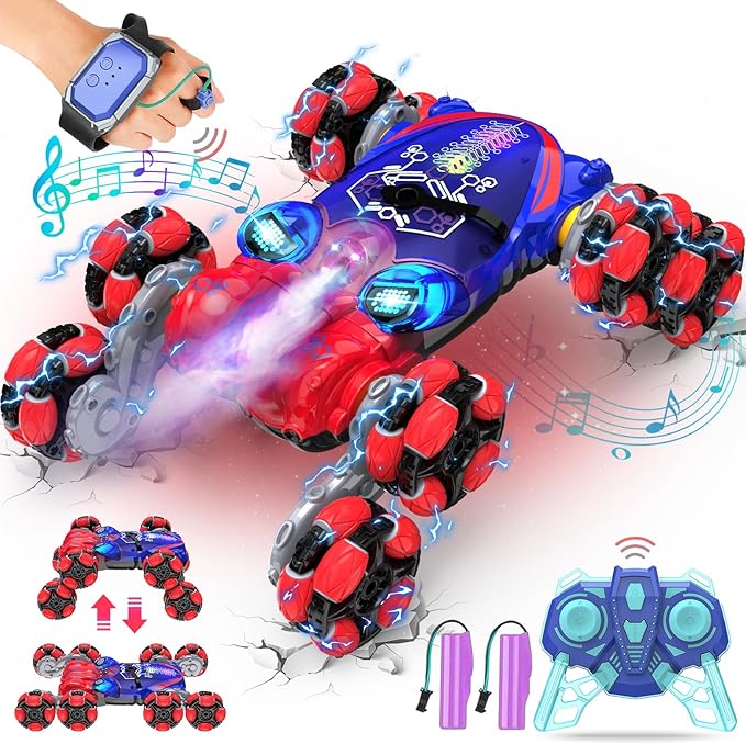 Remote Control Car, 8WD Gesture Sensing RC Car, 2.4GHz RC Stunt Cars Boys Toys with Spray & Light, Hand Controlled Toys Gift for Kids Boys Age 8 9 10 11 12 Year Old