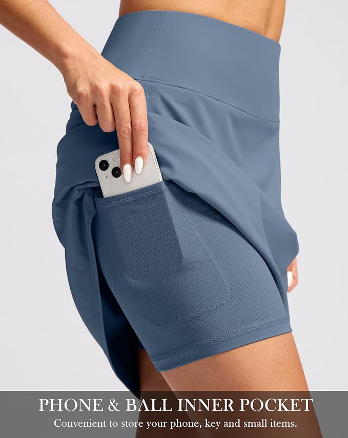 G Gradual 20" Skorts with Pockets Knee Length Golf Skirt | Built in Soft Shorts, High Waisted, Tummy Control, Breathable, Long Skorts for Athletic, Tennis, Dressy, Casual, Summer