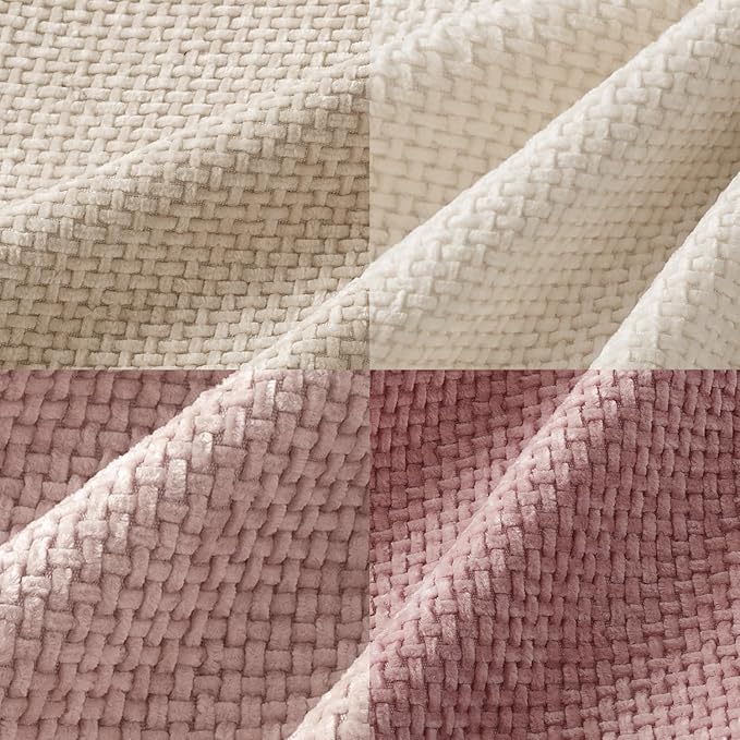 MIULEE Soft Decorative Chenille Pillow Covers Light Pink 16x16 Pack of 4 | Shabby Chic Decor, Romantic Blush Neutral Set, Couch Throw Pillows, Farmhouse Boho Cushion Covers for Sofa Bed Living Room