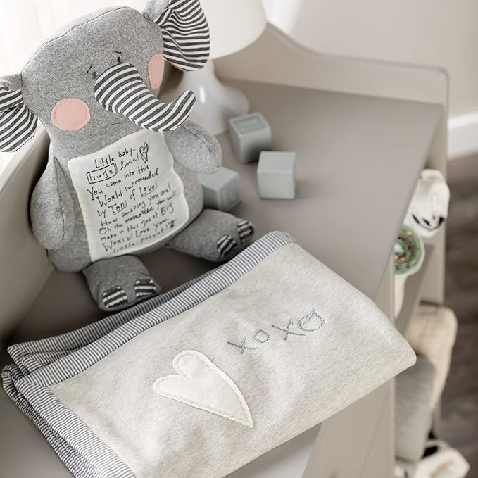 DEMDACO Tons of Love Elephant Grey Stripe 20 inch Polyester Plush Fabric Figure Toy