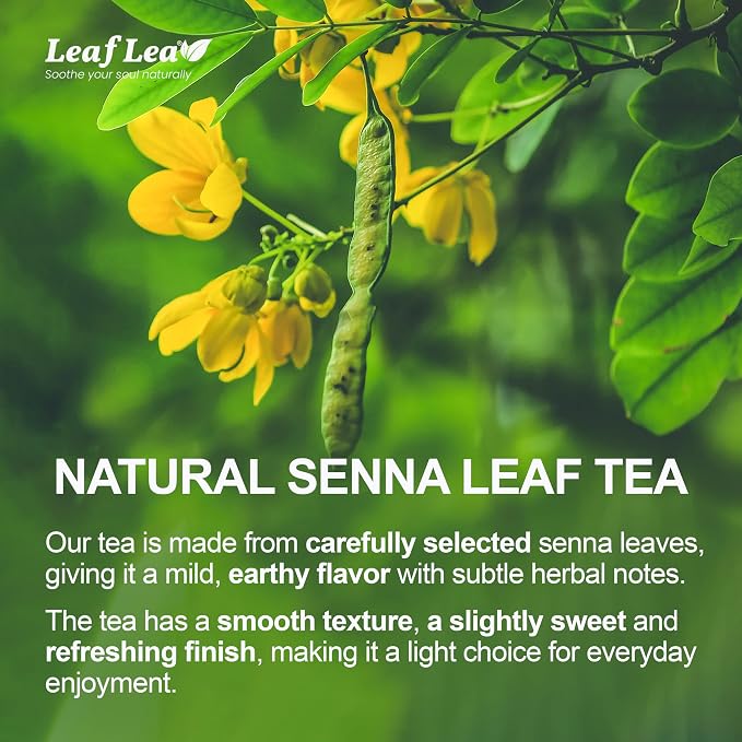 LeafLea Senna Tea Bags, Laxative Tea & Digestive Cleanse, 120 Ct, 3 Boxes | 100% Senna Leaves, Caffeine-Free, Sugar-Free, Gluten-Free, Non-GMO, Vegan, Individually Foil-Wrapped, Family Bulk